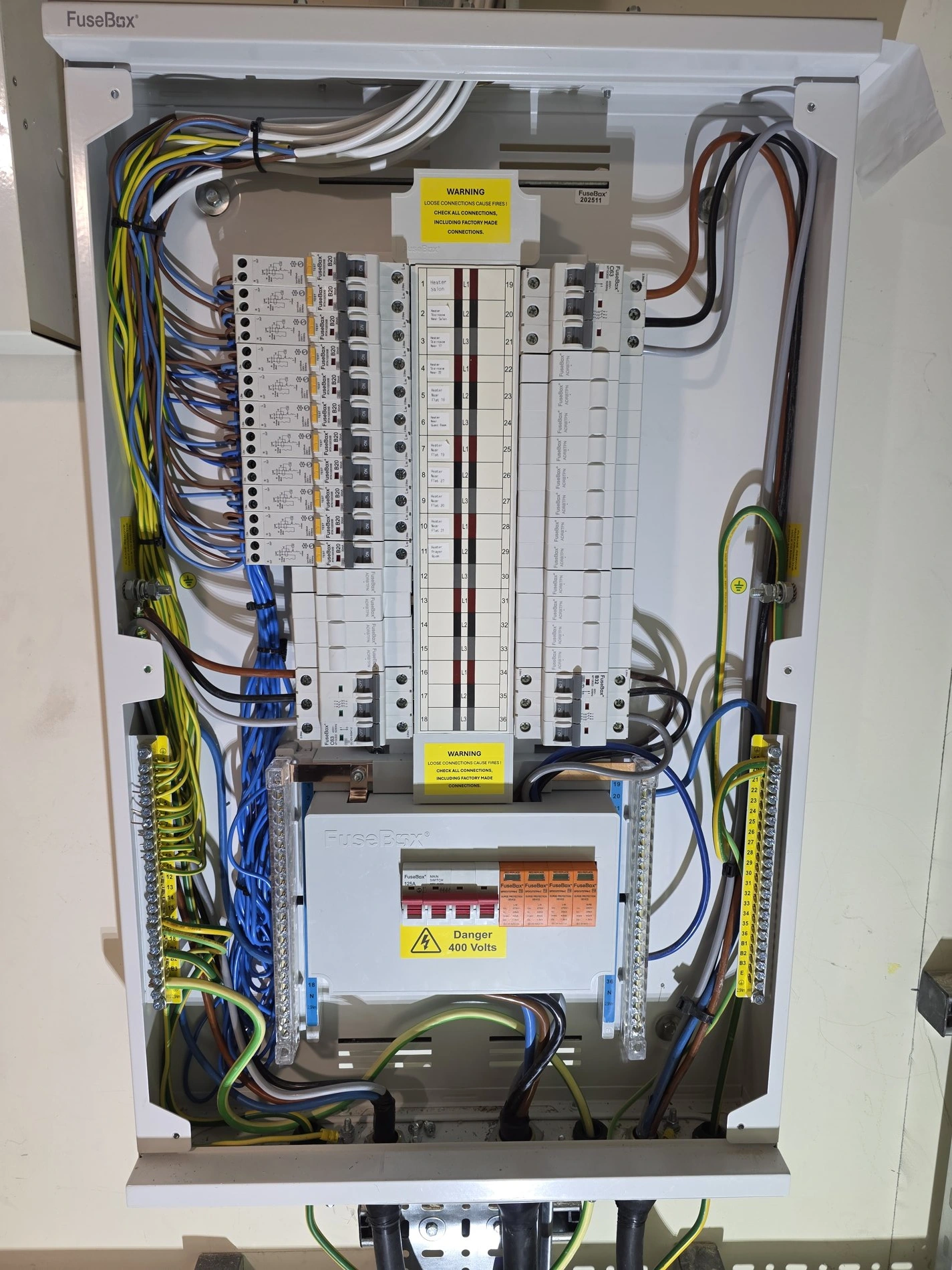 HIJL distribution board installation showing organised wiring